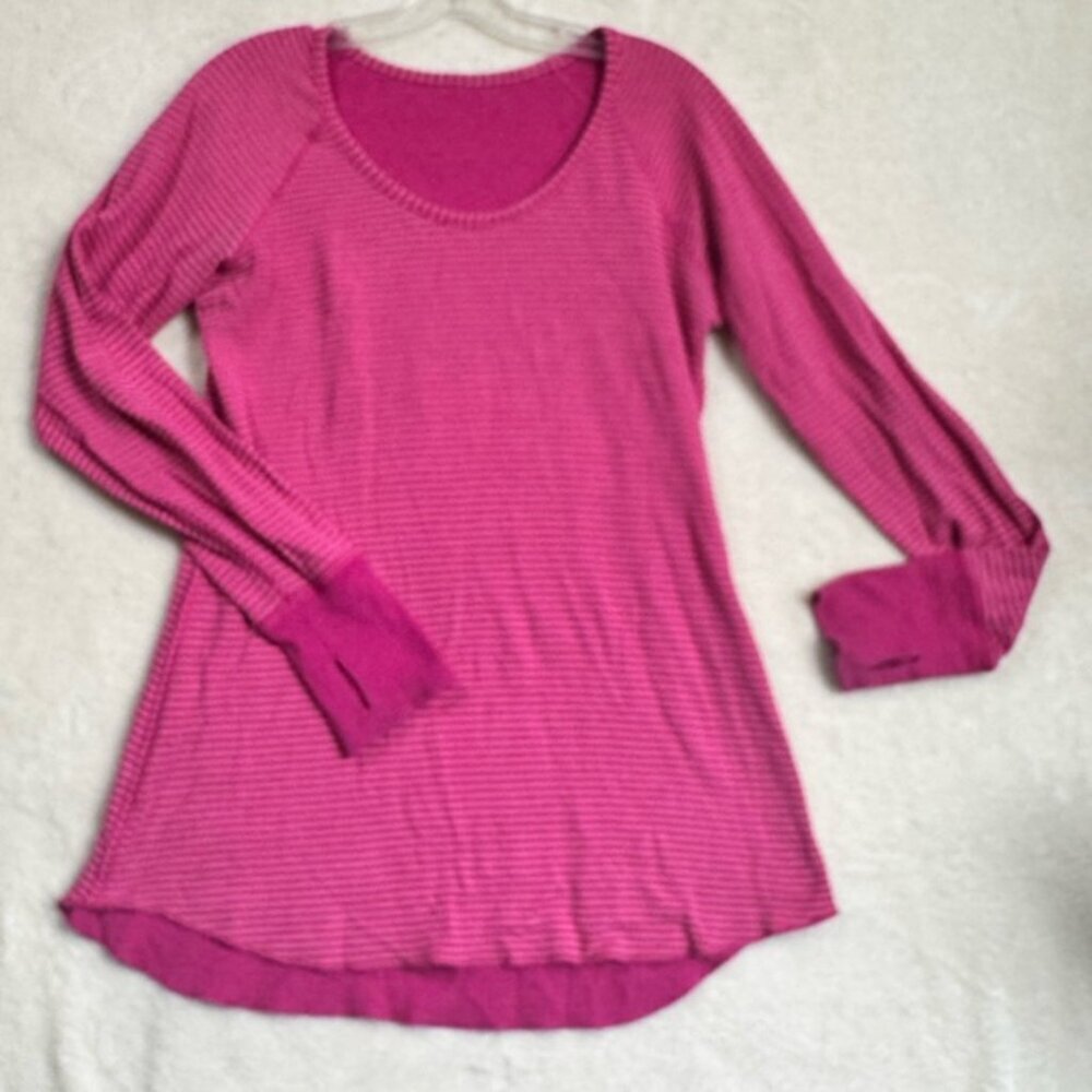 Lululemon Reversible Open Your Heart Striped Long Sleeve Crew Neck Top Long 12 - Picture 2 of 14
